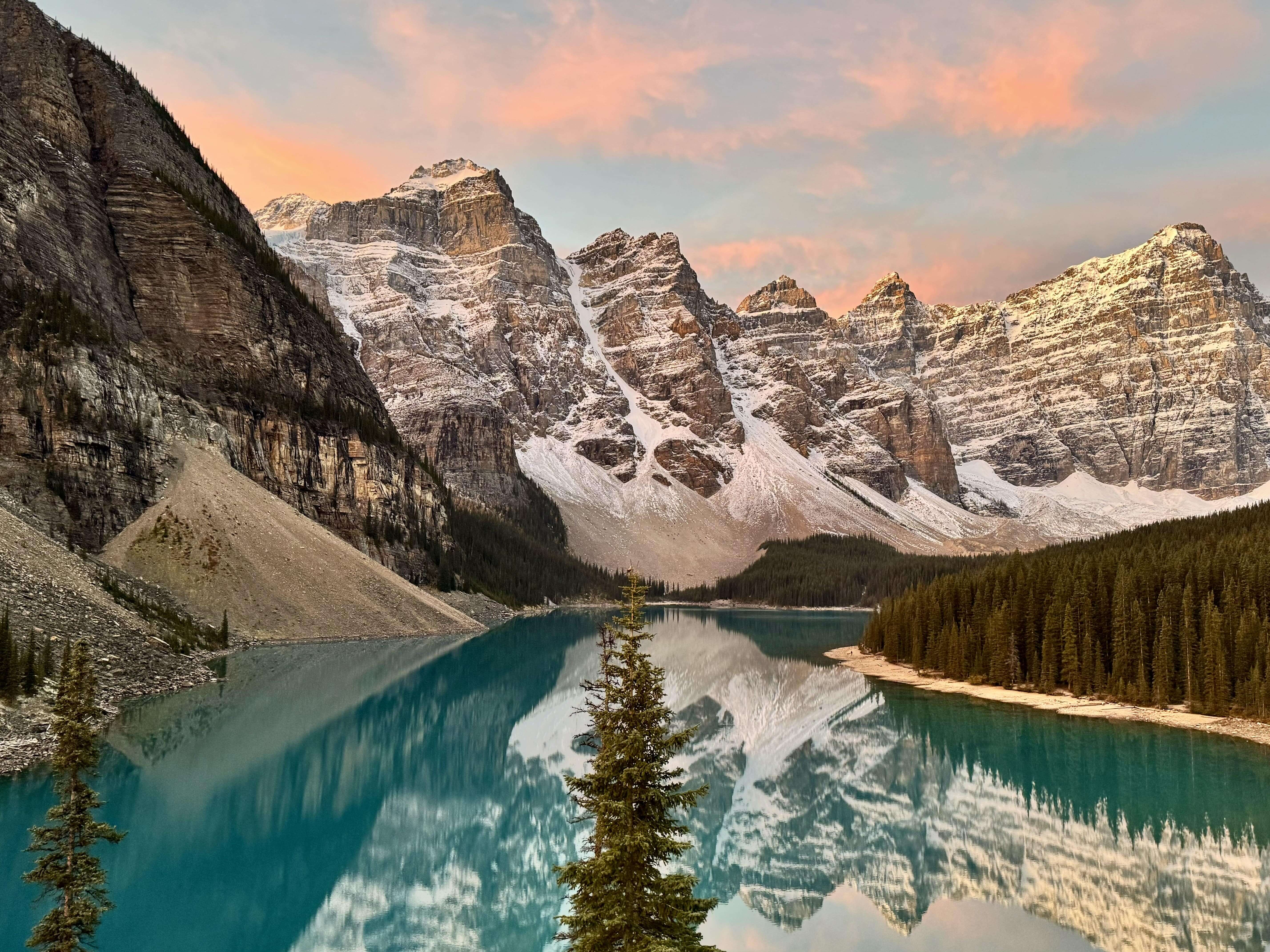 Mountains surrounding Morraine Lake, Alberta.